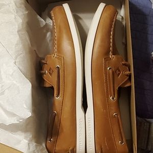 Sperry A/0 2 eye plushwave tan boat shoes sz 10m